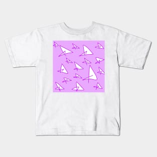 purple white abstract texture line art design Kids T-Shirt